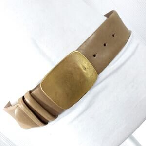 Tan Leather Belt with Gold Buckle